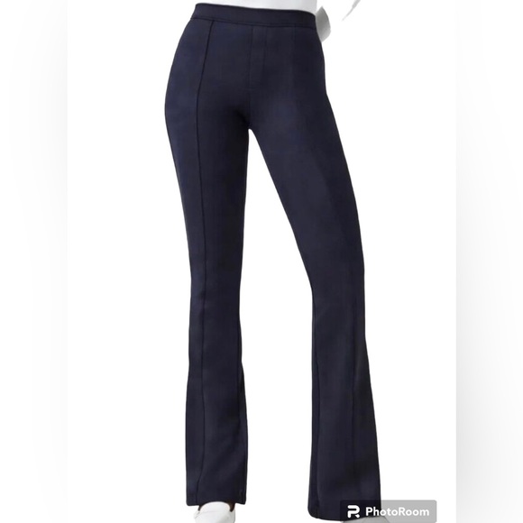 SPANX ~ Women Faux Suede Flare Pants | Classic Navy | Size Medium - Picture 2 of 8